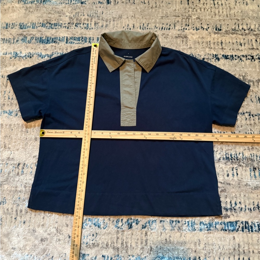 Everlane Blue Green Polo Shirt Short Sleeve Relaxed - Picture 6 of 7
